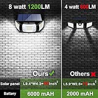 Vista 5 de intelamp Luces Solares para Exteriores 1200LM 6000mAh Luces de Seguridad con Control Remoto, 3 Cabezales Luz con Sensor de Movimiento