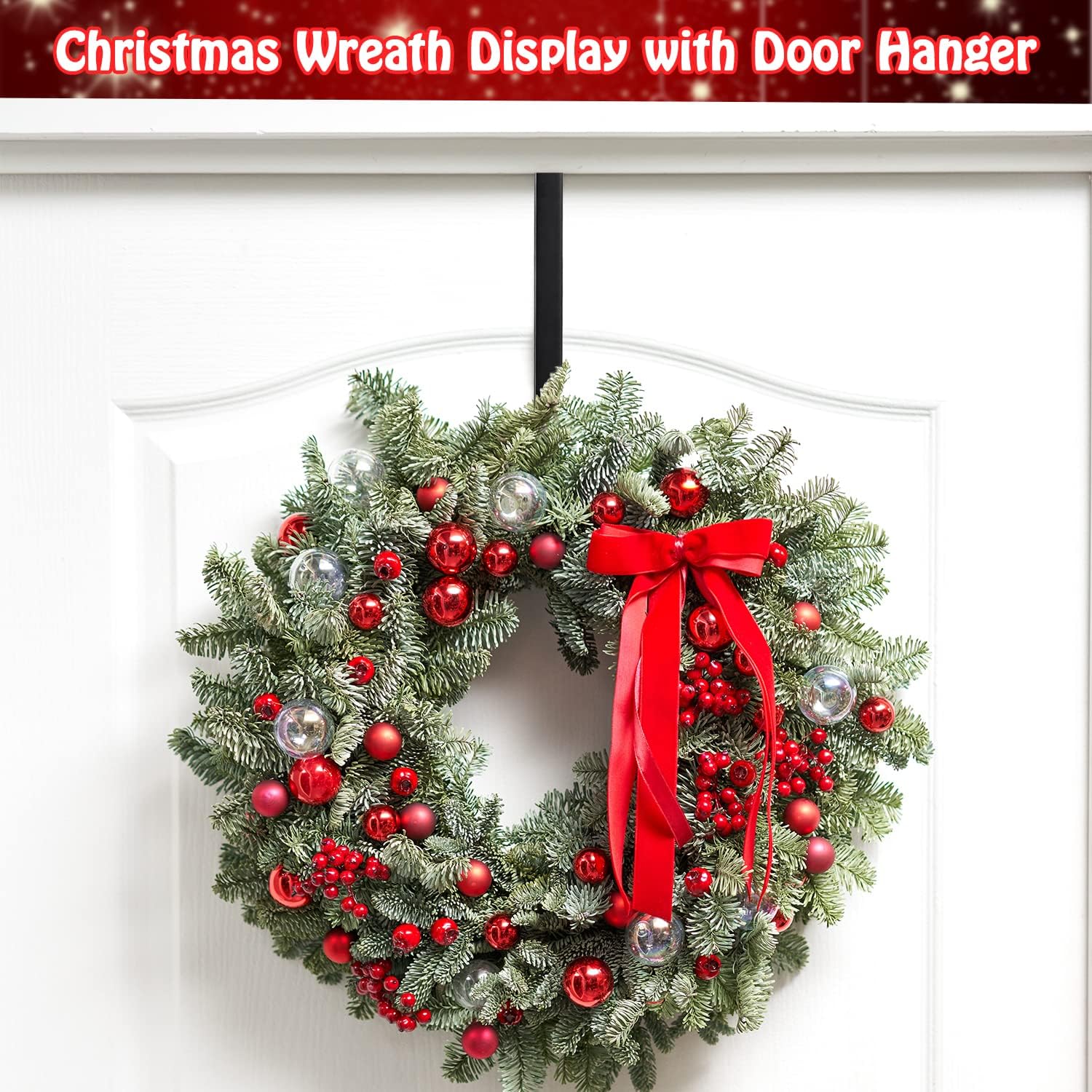 Larchio 2 Pack Adjustable Wreath Hanger for Front Door, Over The Door Wreath Holder Hook Extend from 15-25inch Door Wreath Hanger for Christmas Wreath Decor : Home & Kitchen