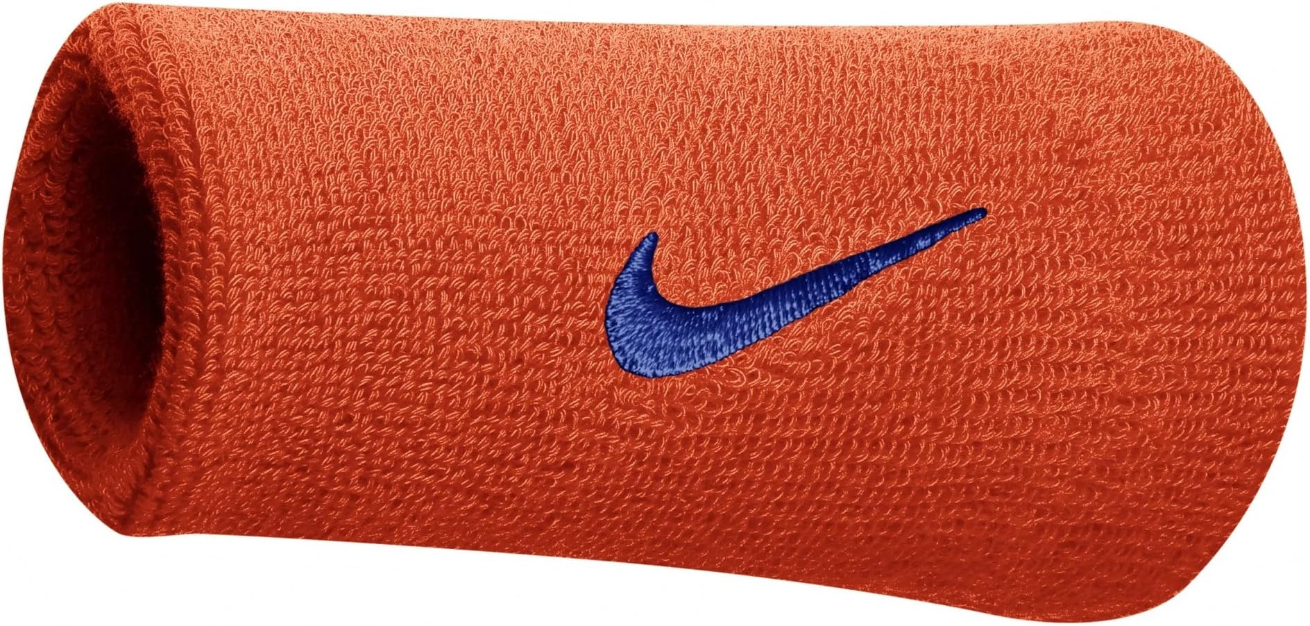 Nike Swoosh N.000.1586.804.OS Doublewide Wristbands Terry Cloth Headband Cotton and Nylon in Team Colour Orange-College Navy Blue