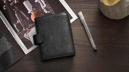 Miniatura 3 de Ox Knight Carpeta A7 de piel auténtica, planificador de anillos recargable de 6 anillas, organizador de lujo con insertos de planificador y paquete