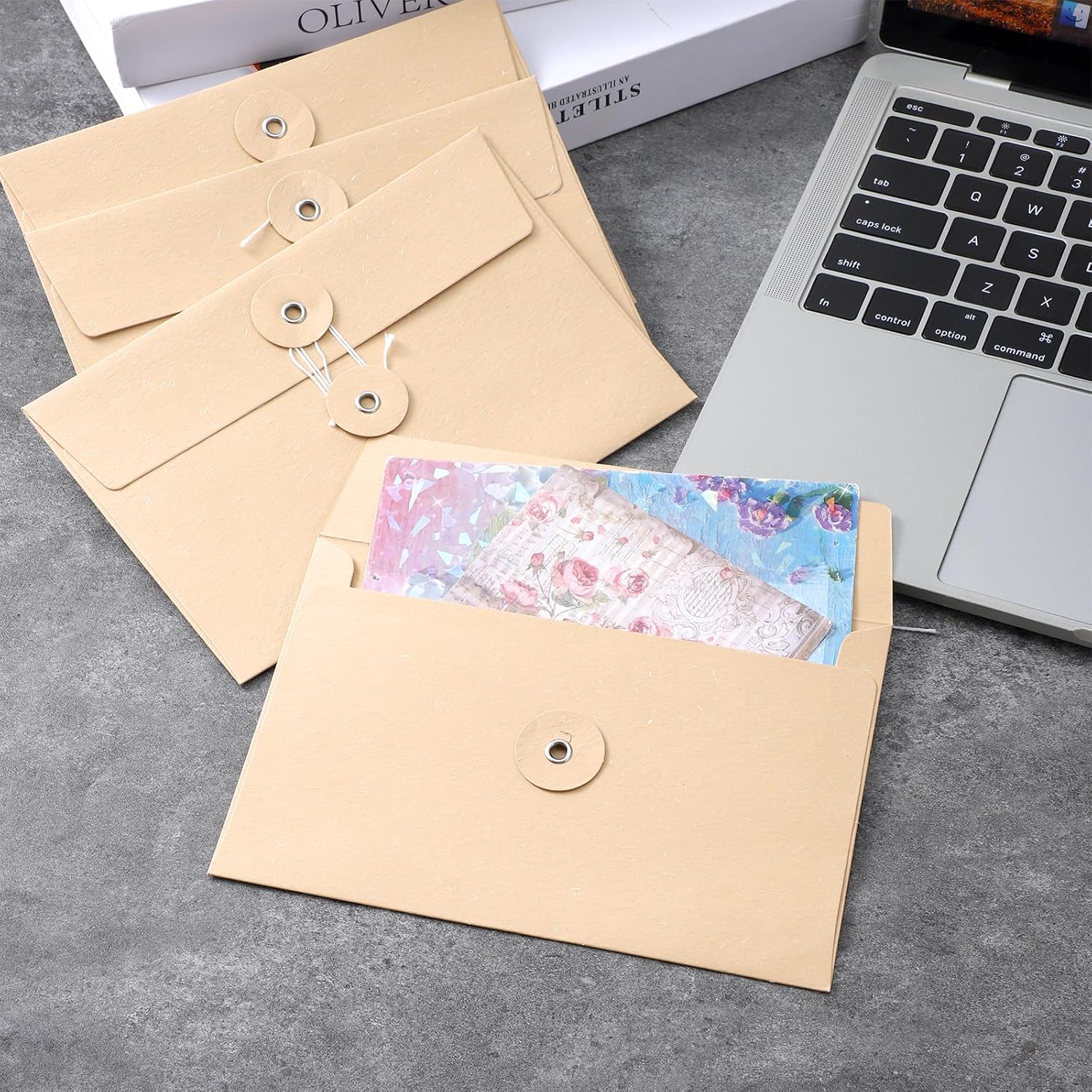 10 Pcs Brown Envelope 6.7x4.5 In Vintage Manila Envelope Inter Office Envelopes Document Organizer Pockets Project Pocket Envelopes with String Closure and Button for Mail Invitation Postcard Bills - Image 5