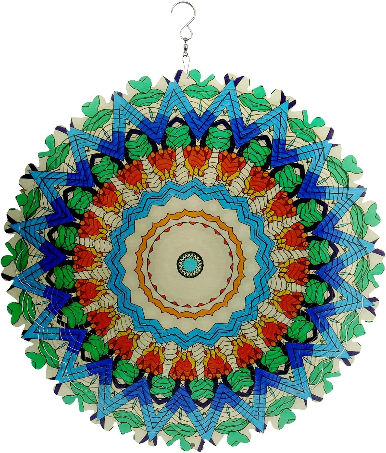 Wind Spinner 12 Inch 3D Outdoor Garden Decor Mandala Peacock