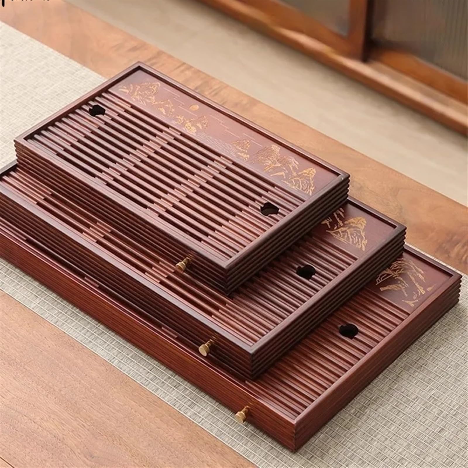 Bandeja Bandeja de té de Madera for el hogar y la Cocina, Bandeja de Madera portátil for Servir Mesa de té, Bandeja Decorativa for café y té(32x20x4cm)