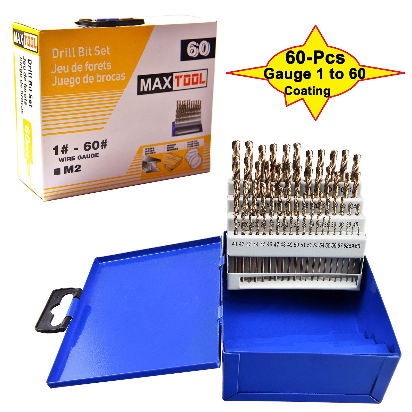 MAXTOOL Letter G 5pcs Identical Jobber Length Drills Dia 0.261\" HSS M2 Twist Drill Bits Fully Ground Black-Bronze Straight Shank Drills; JBL02H10RGP5