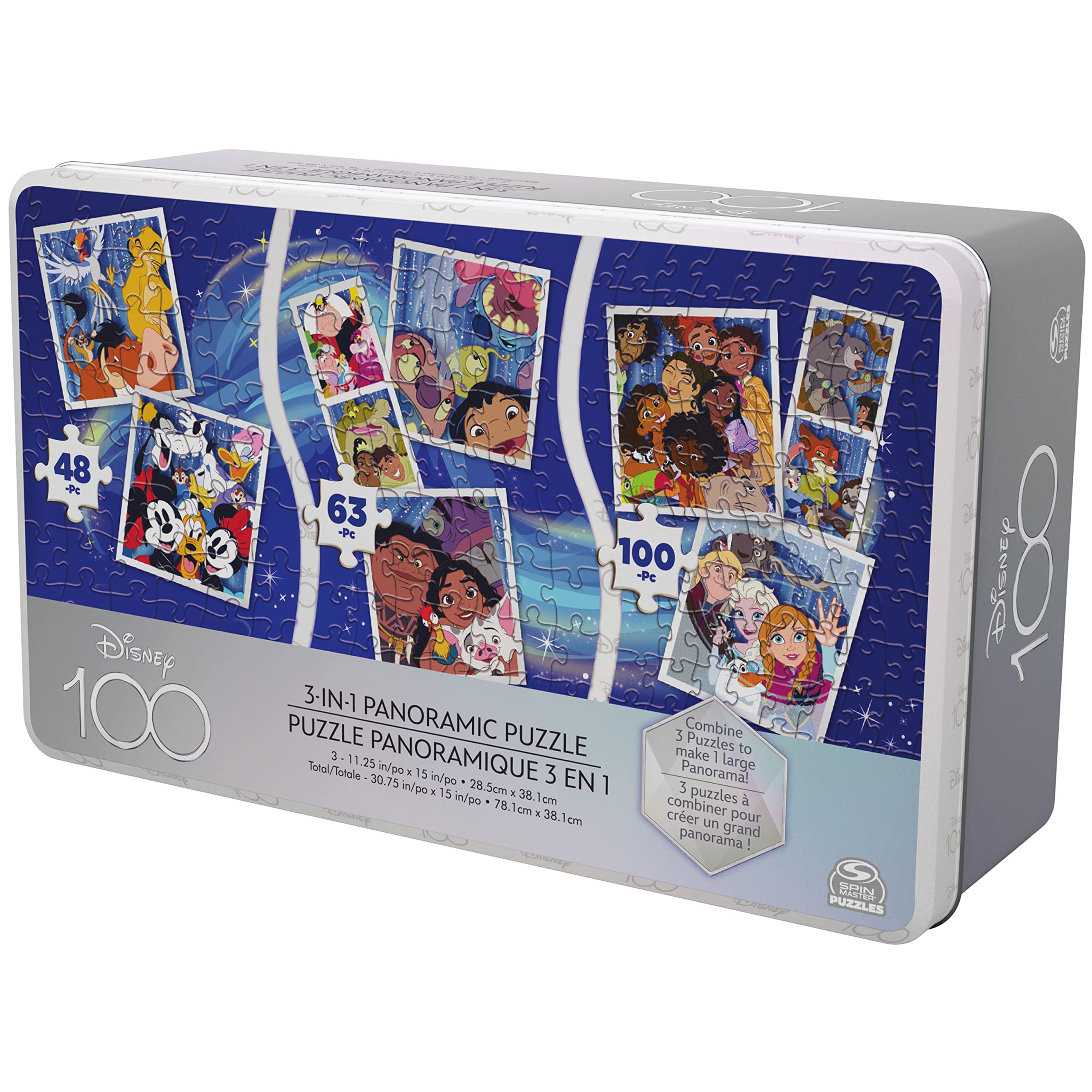 Disney100 Anniversary Panorama Puzzle, 3 Pack 48pc 63pc 100pc