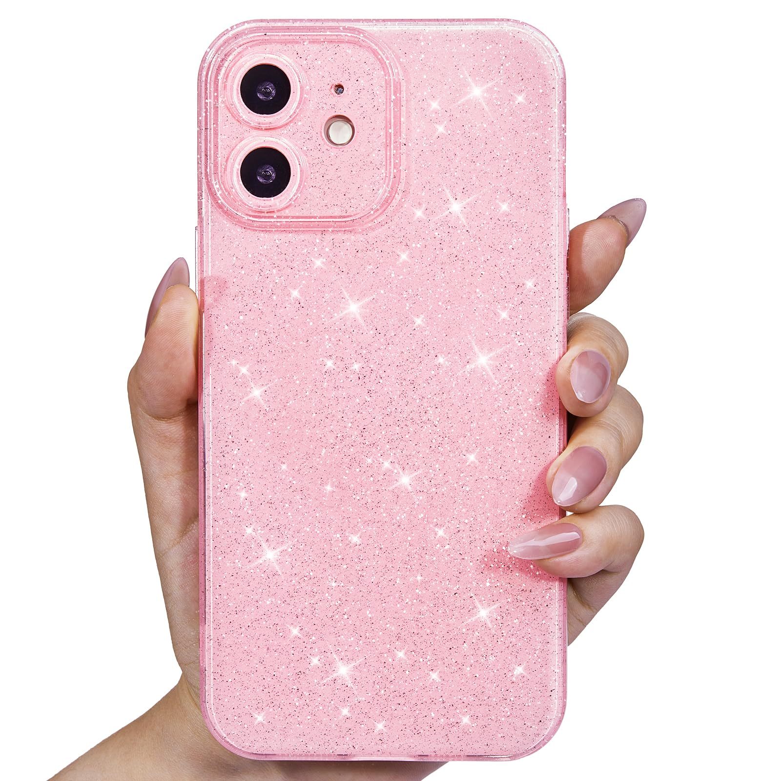 Svanove for iPhone 12 Case Glitter, Sparkly Girly Cute Bling Sparkle Shiny Shimmer Bright Phone Case for Women Girls, Glittery Thin Slim Jelly Soft