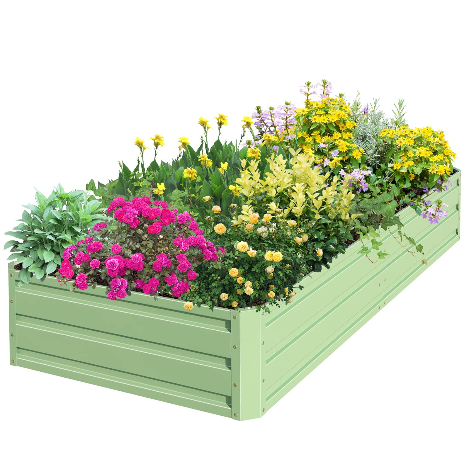 SnugNiture Galvanized Raised Garden Bed 8x4x1FT Outdoor Large Metal Planter Box Steel Kit for Planting Vegetables, Flowers