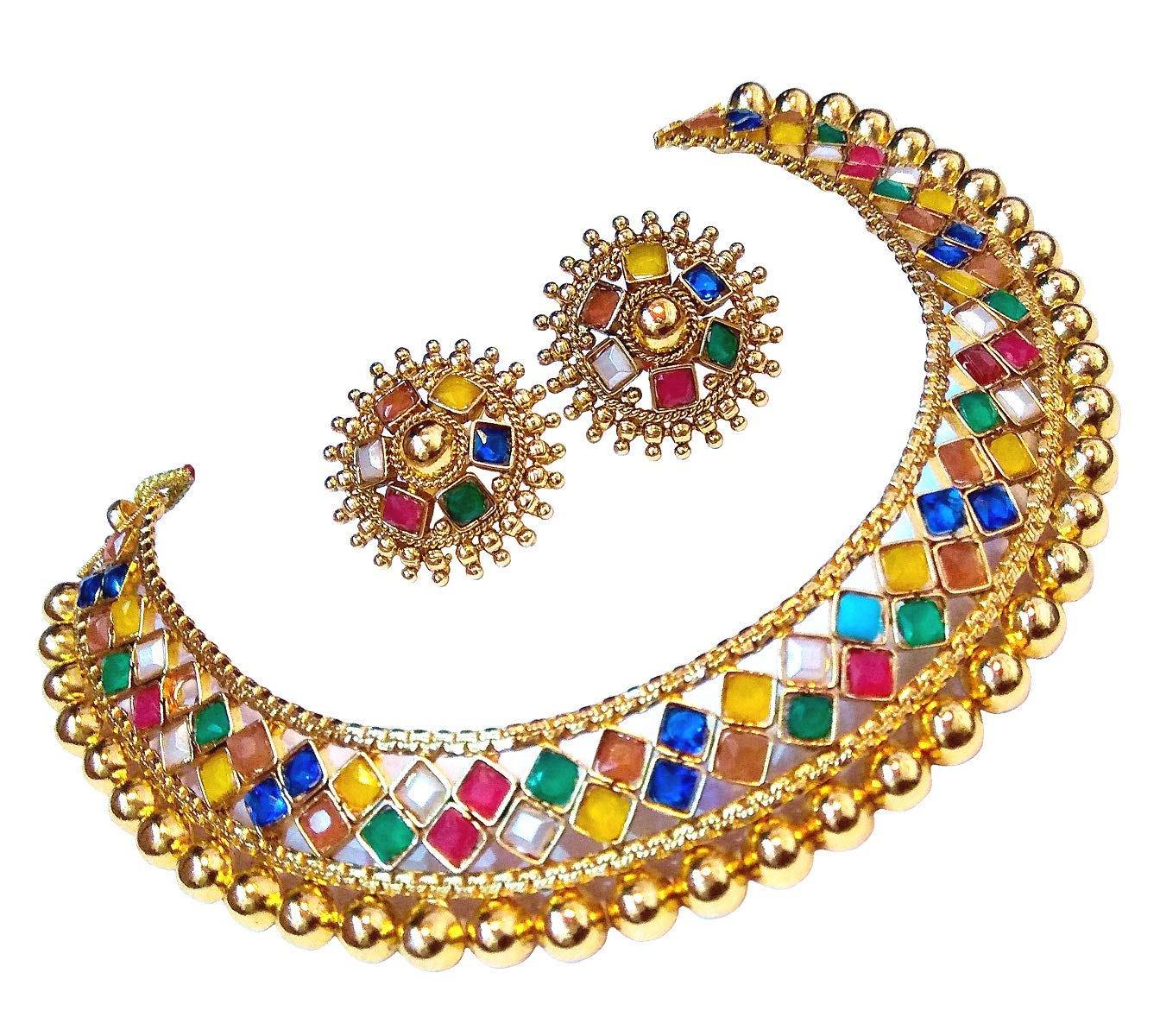 WONDER CHOICE Fashion Jewelry Multicolor Kundhan & Pearls Fancy Choker Gold Plated Necklace Set Traditional Jewellery Sets with Earrings for Women & Girls (B08CSS6KG2) Amazon Price History, Amazon Price Tracker