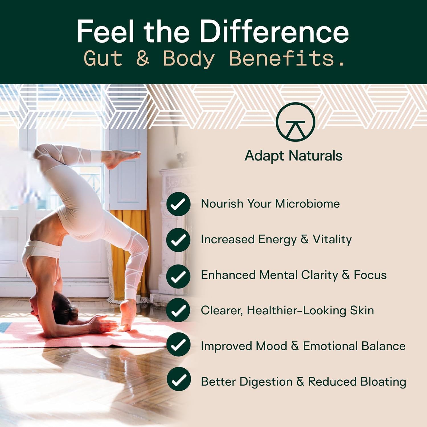 Adapt Naturals 4-in-1 Biome Protect Prebiotics, Probiotics Supplement Postbiotics & Polyphenols for Microbiome, Gut Health & Defense for Women & Men, 30 Day Supply - Image 6