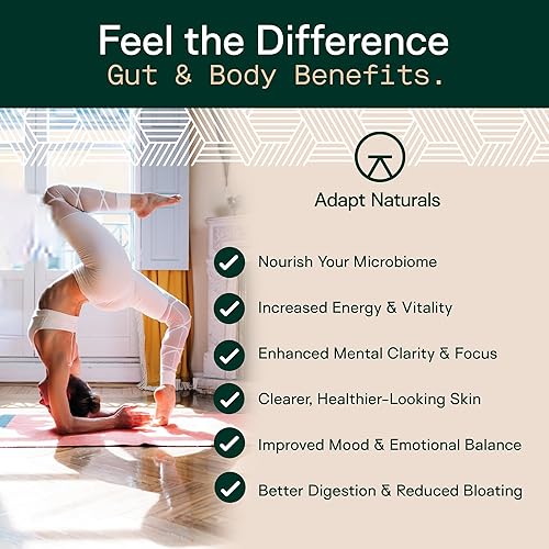 Miniatura 6 de Adapt Naturals - Prebióticos 4 en 1 para proteger el bioma, suplemento de probióticos, postbióticos y polifenoles para microbioma, salud intestinal