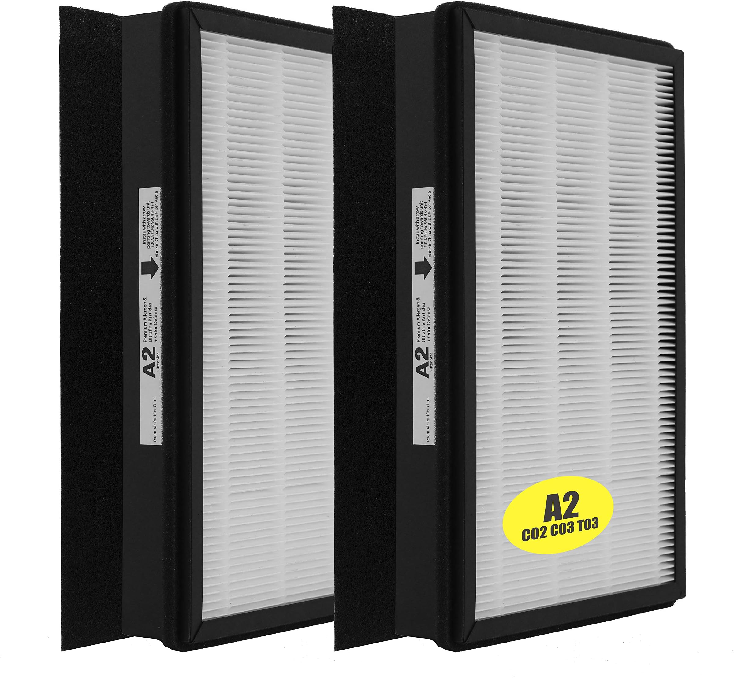 Lhari Replacement HEPA A2 Size Filter, Compatible with Filtrete Room Air Purifier Devices, 2 Pack