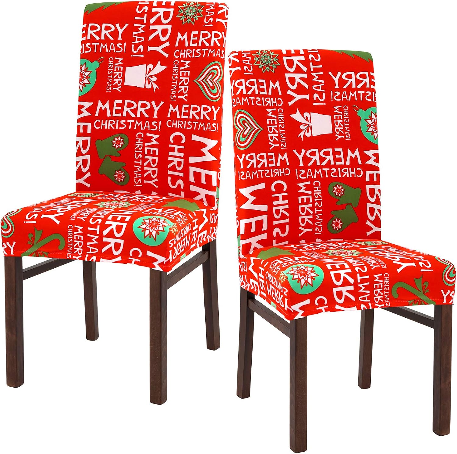Aneco 2 Pack Stretch Removable Washable Dining Room Chair Protector Slipcovers Christmas Decoration Dining Room Seat Cover (Vermilion)
