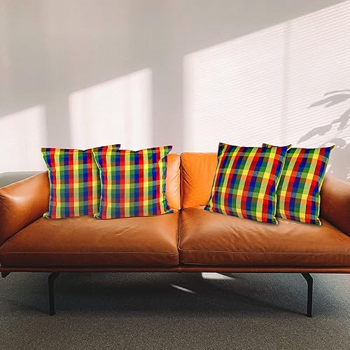 Miniatura 2 de Urban Villa Buffalo Checks - Juego de 4 fundas de almohada de 100 % algodón, 18 x 18 pulgadas, ultra suaves, de alta calidad, color prisma