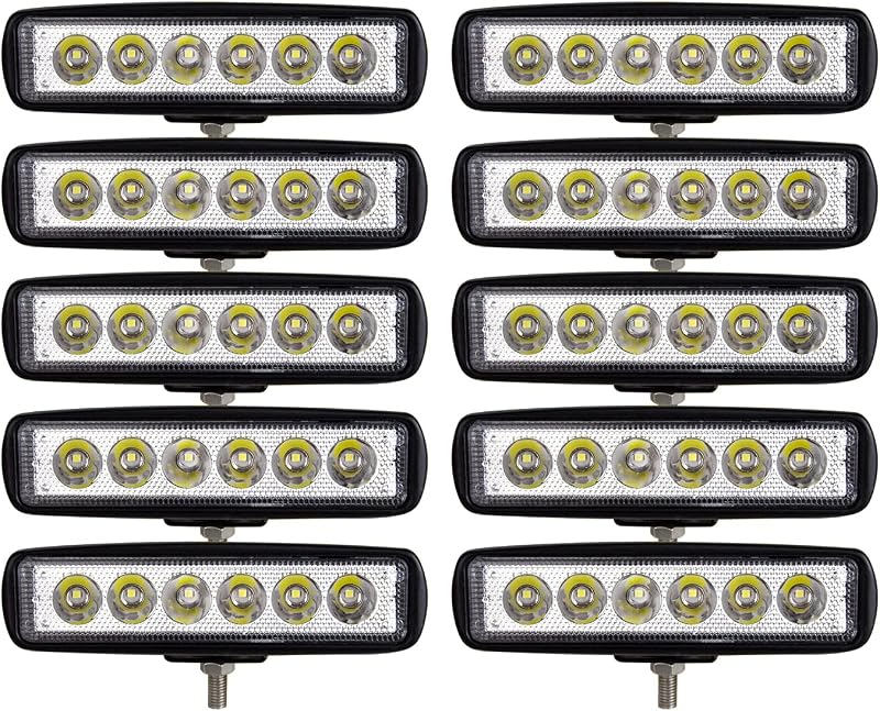 Barra de LED Willpower 18 W 6" para Trabalho e Off-Road 12 V/24 V com Feixe Spot – Conjunto com 10 unidades