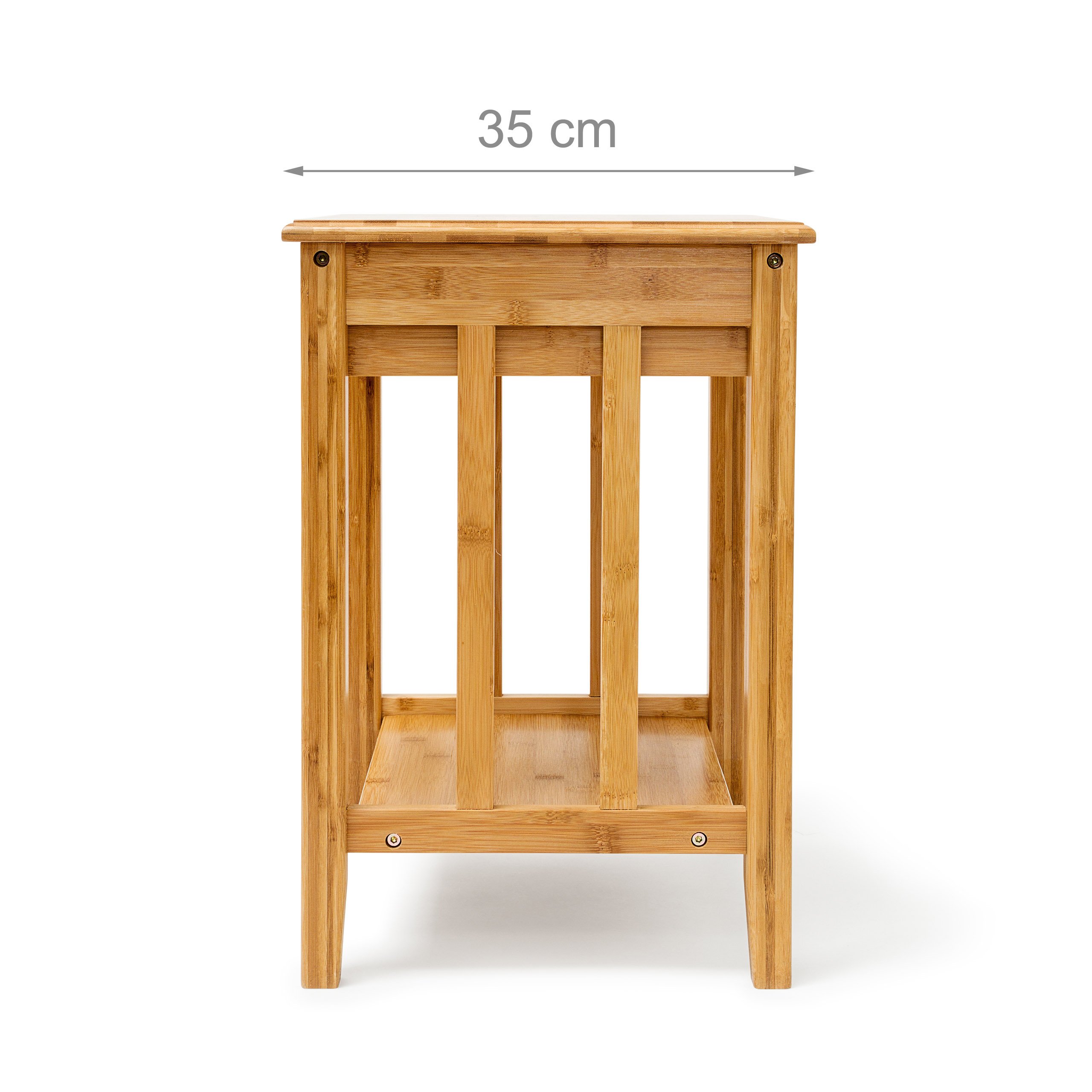 Relaxdays Table d'appoint en bambou avec tiroir : 51,5 x 40,5 x 30,5 cm, Table de chevet solide avec étagère inférieure en bois naturel, Couleur Naturelle