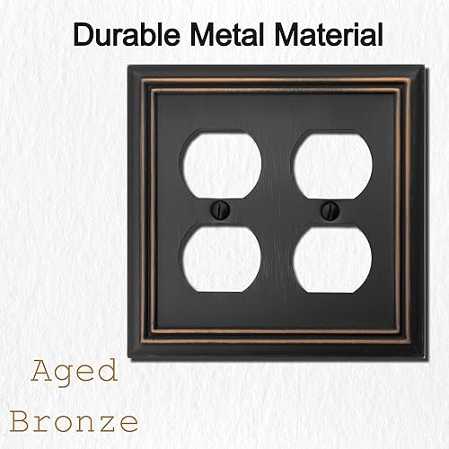 Vista 34 de Placa de pared de metal Adler con cubierta de interruptor de luz de triple palanca, paquete de 2 unidades de bronce envejecido de 3 bandas, cubierta