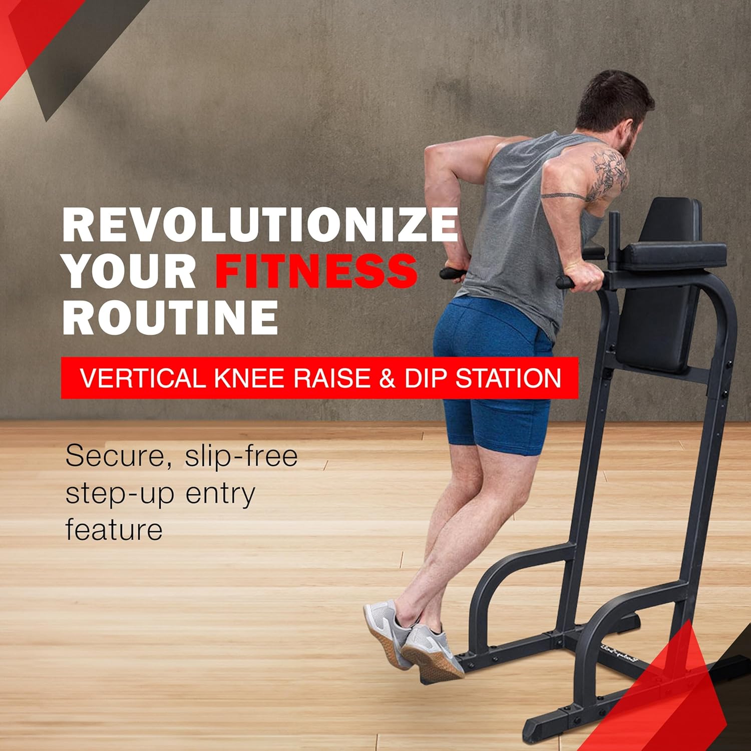 Body-Solid (GVKR60) Vertical Knee Raise with Dip Station for Abdominal and Core Training, Home and Commercial Gym
