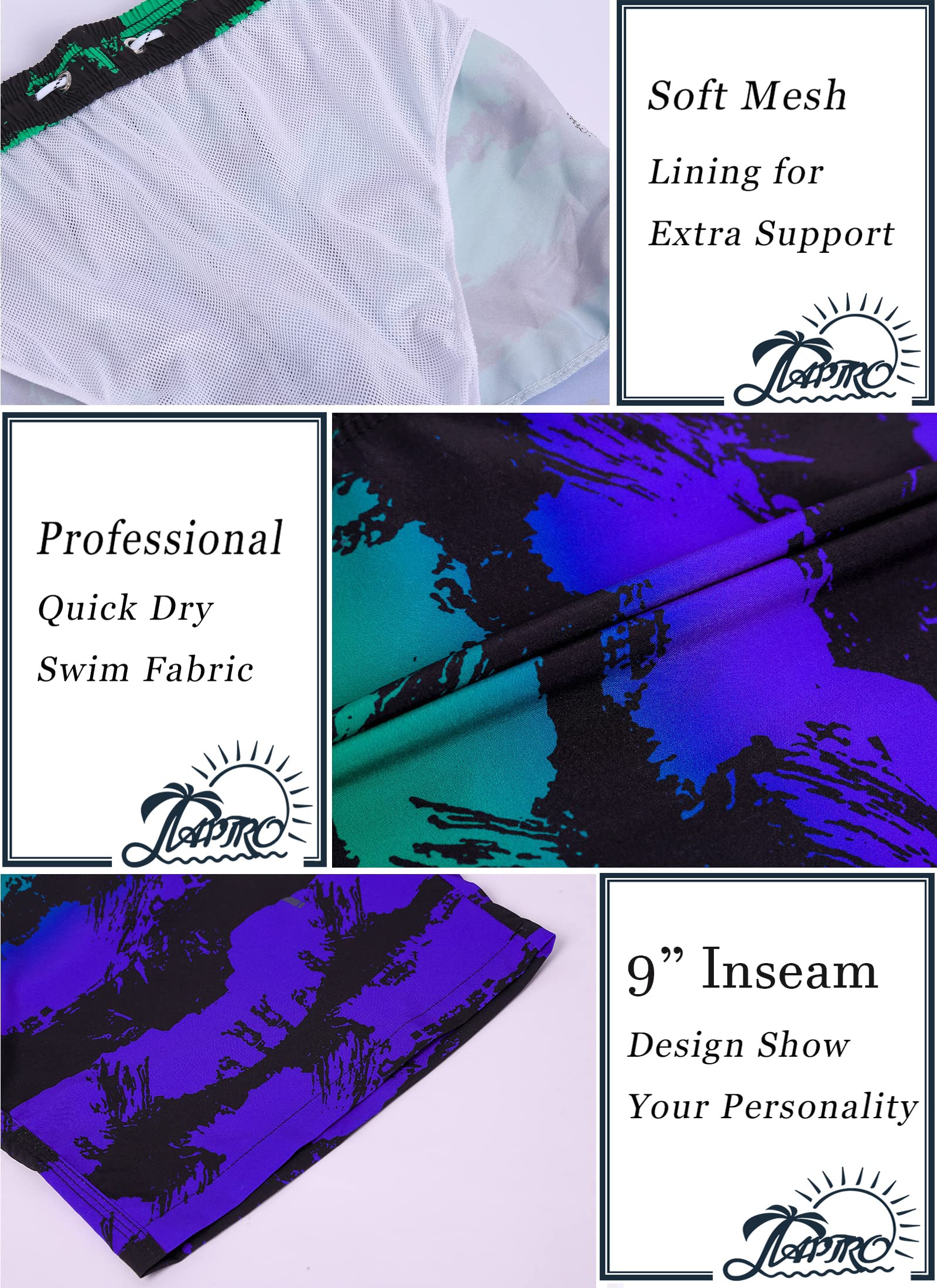 APTRO Costumi Pantaloncini da Bagno Uomo Mare Surf Piscina Stampa Hawaiana Estiva Grande Asciugatura Rapida con Fodera in Rete