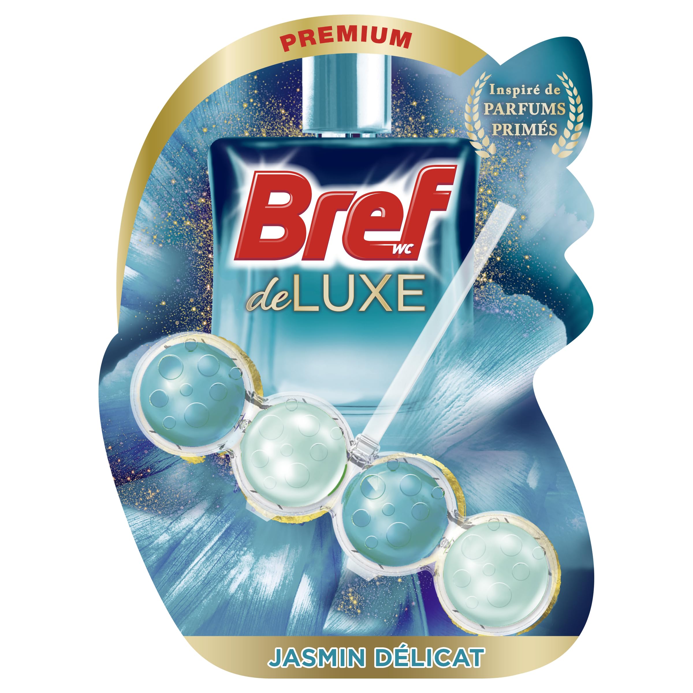 Bref Deluxe Jasmin Delicat – 10 bloków WC (10 x 50 g) – środek do czyszczenia toalety – perfumy WC – formuła zapobiegająca osadzaniu się kamienia