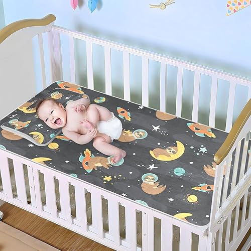 Miniatura 7 de MCHIVER Almohadilla para cama de bebé de astronauta perezoso con funda de almohada, de seda helada, transpirable, para cuna y colchón de juego para