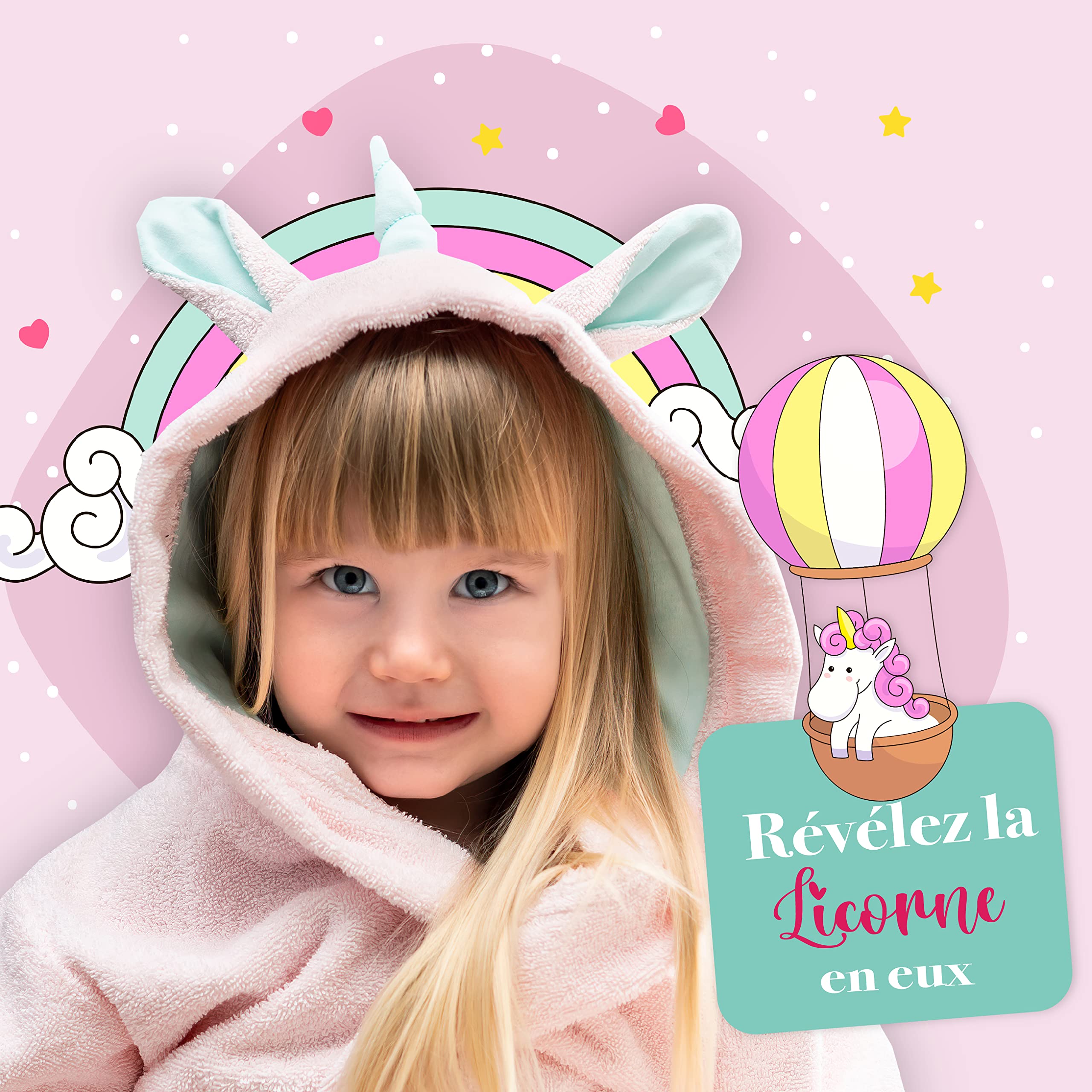 Twinzen Peignoir Enfant Licorne - Fille et Garçon - OEKO-TEX® 100% Coton - Peignoir de Bain et Robe de Chambre Enfant