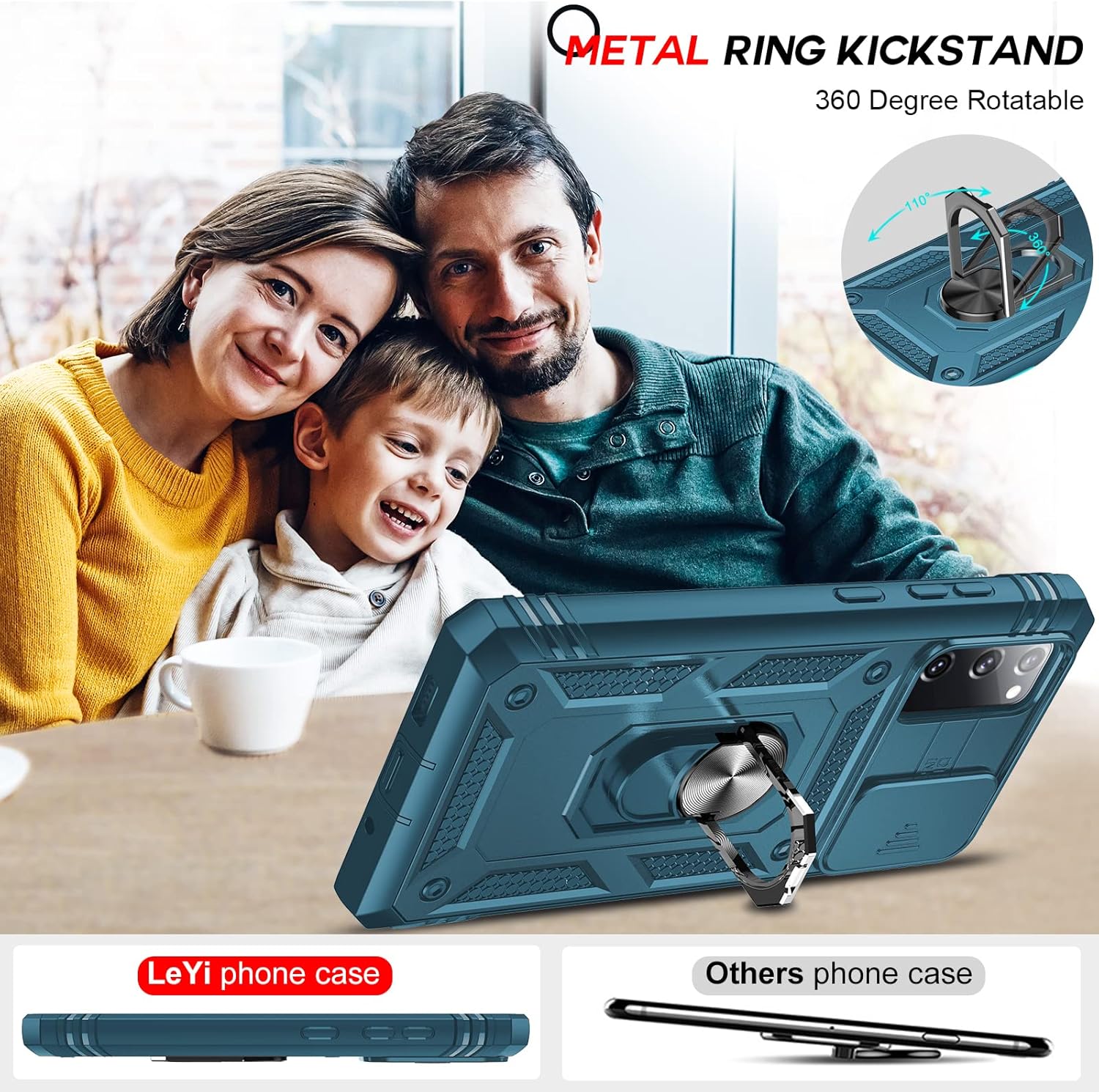 LeYi for Samsung Galaxy S20 FE Case with Slide Camera Cover and 2 Tempered Glass Screen Protector, S20FE Phone Case with Ring Holder Heavy Duty Shockproof Hard Armour Phone Cover for S 20 FE, Blue 9 81cUiuM3s5L. AC SL1500