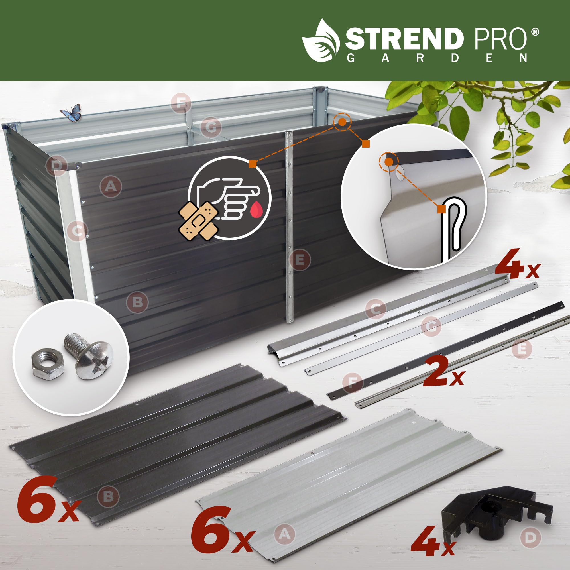 STREND PRO Hochbeet Metall 160x80x77 cm (LxBxH) ANTHRAZIT | Pflanzkasten | Blumenkasten | Garten Pflanzkasten Hoch | Gemüsebeet | Gartenbeet | Hochbeet Balkon Pflanzbeet