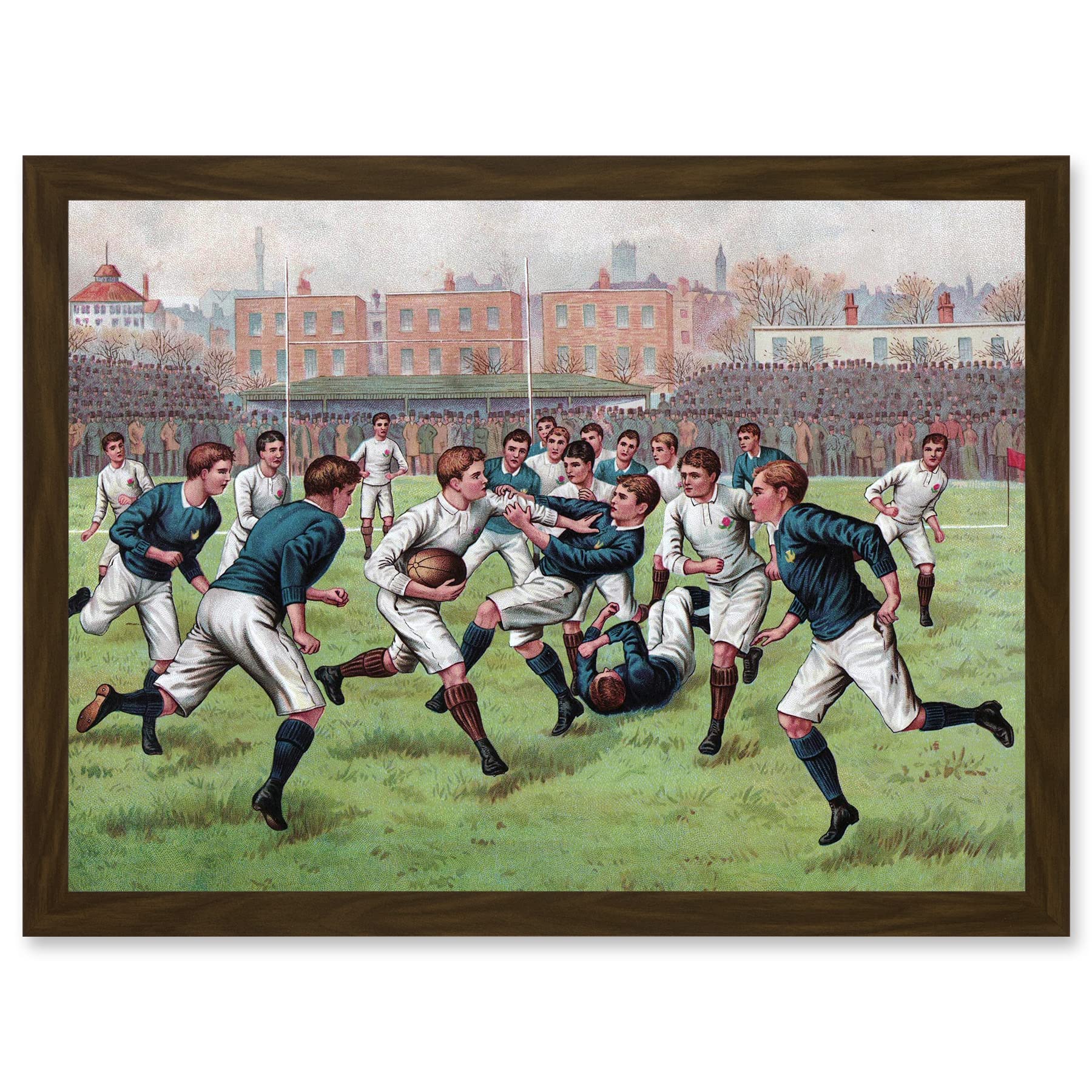 Artery8 Scotland England 1893 Rugby Union Football Match Painting Artwork Framed Wall Art Print A4