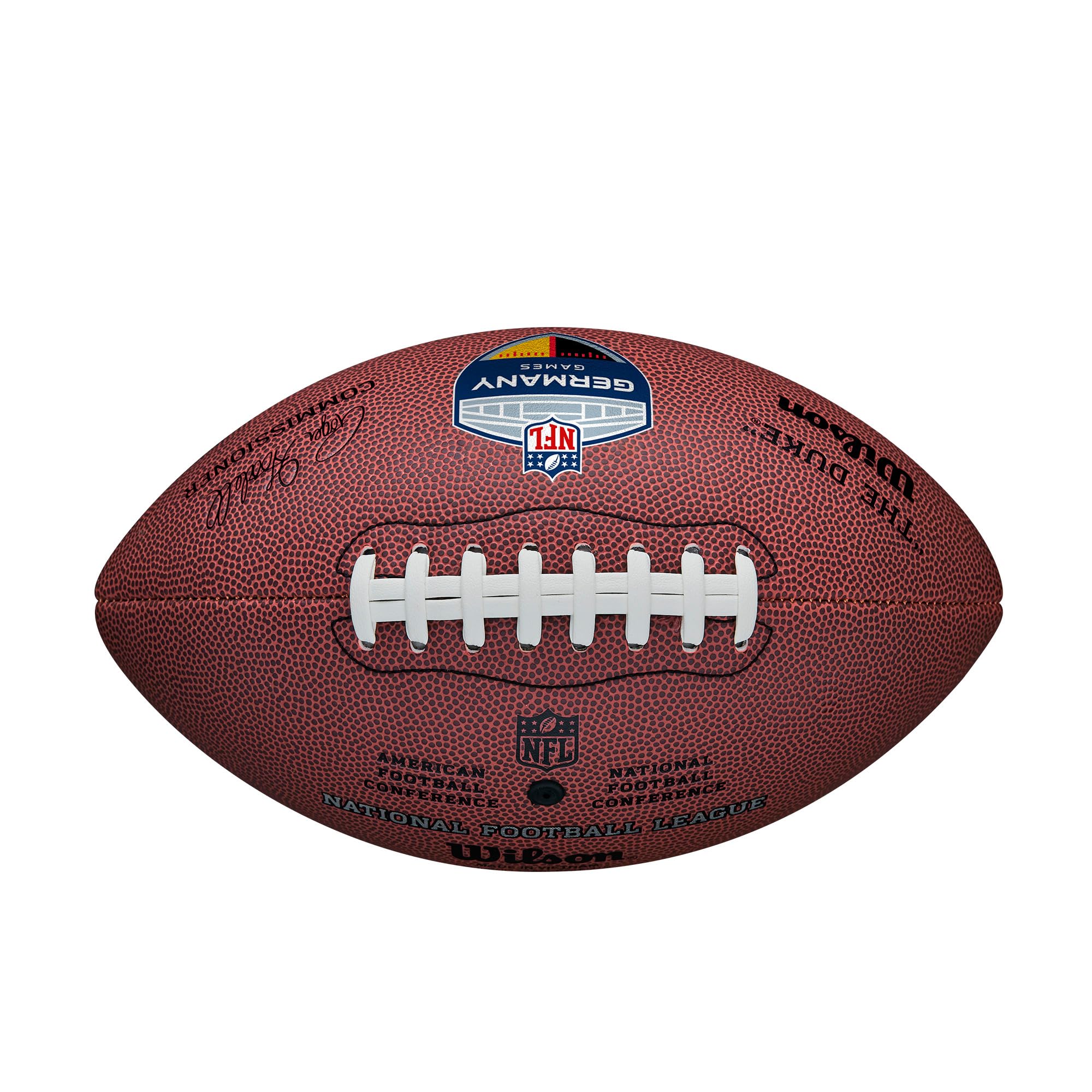 Wilson NFL Germany Games Duke Replica Football, Außergewöhnliche Leistung und Haltbarkeit mit einem geschmeidigen Gefühl, Für präzise Würfe und kraftvolle Kicks, Farbe: Braun, Offizielle Größe