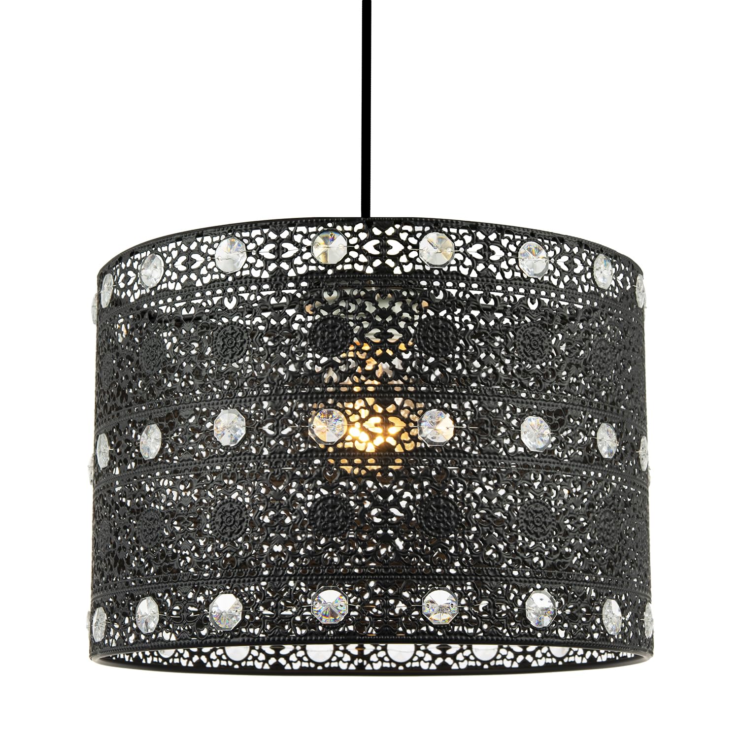 Antique Acrylic Gem Moroccan Style Chandelier Pendant Light Shade Fitting - Black