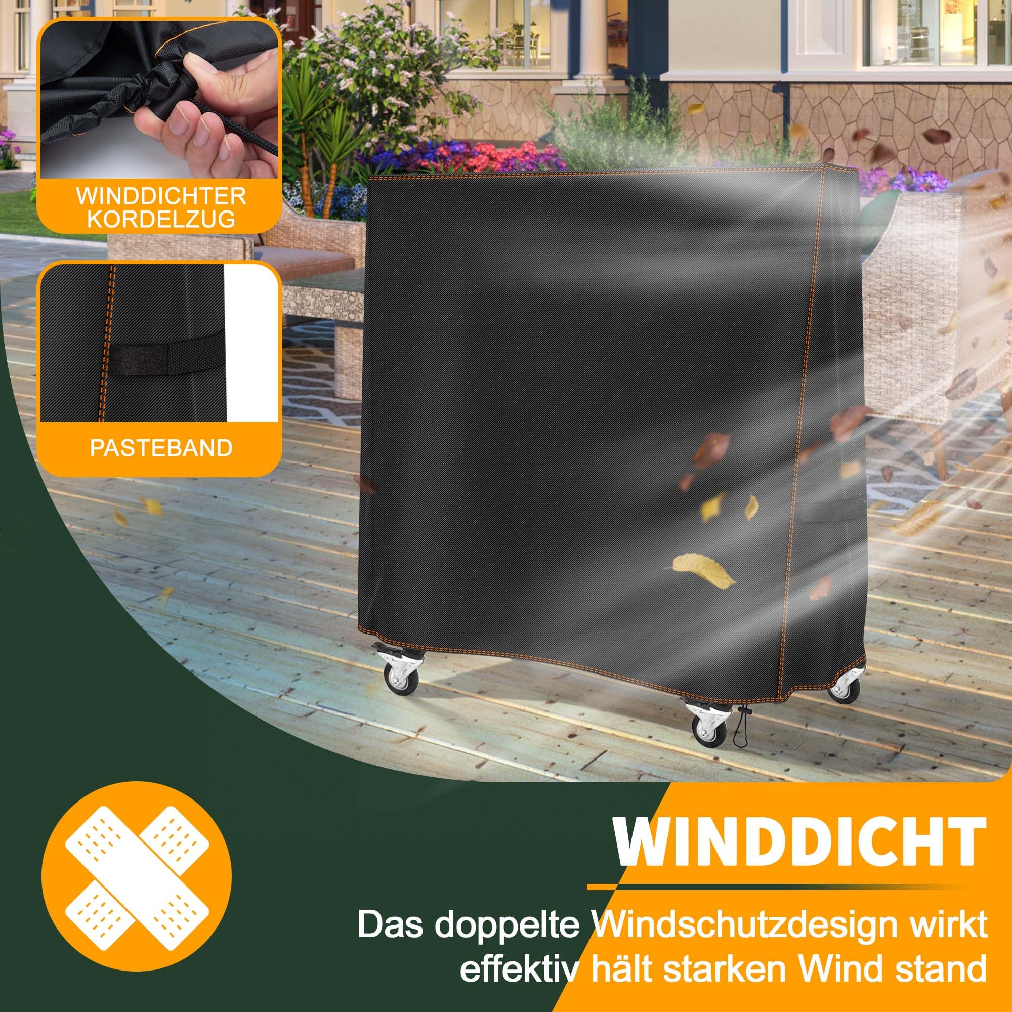 Tischtennisplatte Abdeckung Wasserdichte,Hülle Tischtennisplatte Winddicht für Outdoor und Indoor,Reißfest UV-Beständiges Tischtennis Schutzhülle(165 x 36/71 x 185 cm)