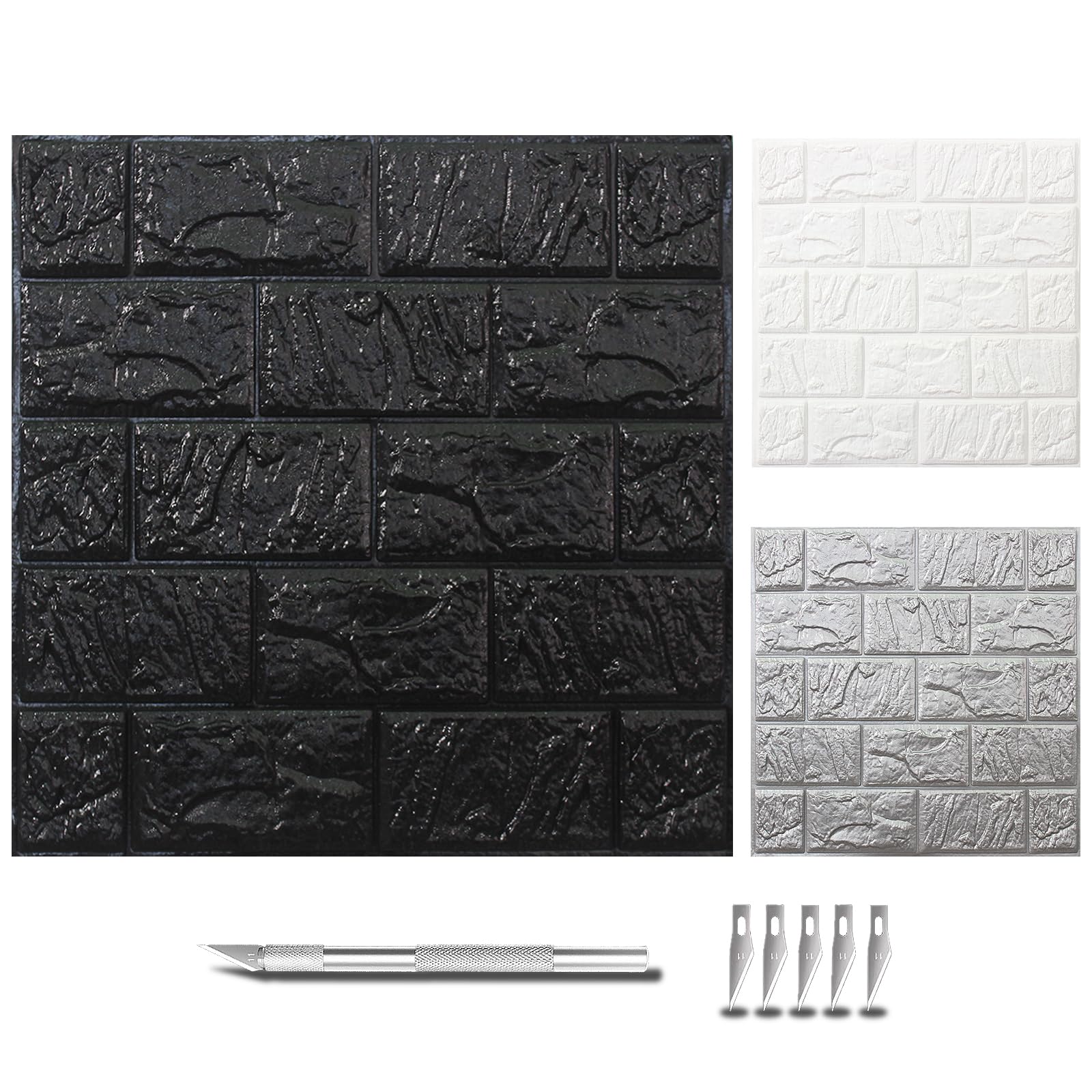 WAPANE40 Pcs 3D Brick Peel and Stick Wallpaper, 3D Wall Panels Self Adhesive, Removable Wallpaper Waterproof PE Foam Paintable,for Bedroom/Living Room/Kitchen and Home Decoration