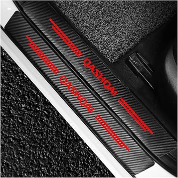 4pcs Car Door Sill Protector for NIS-san Qashqai J10 J11 J12 2009-2021 Tuning Accessories, Car Threshold Scuff Plate Styling Decorate Self-Adhesive Carbon Fiber Stickers,Black