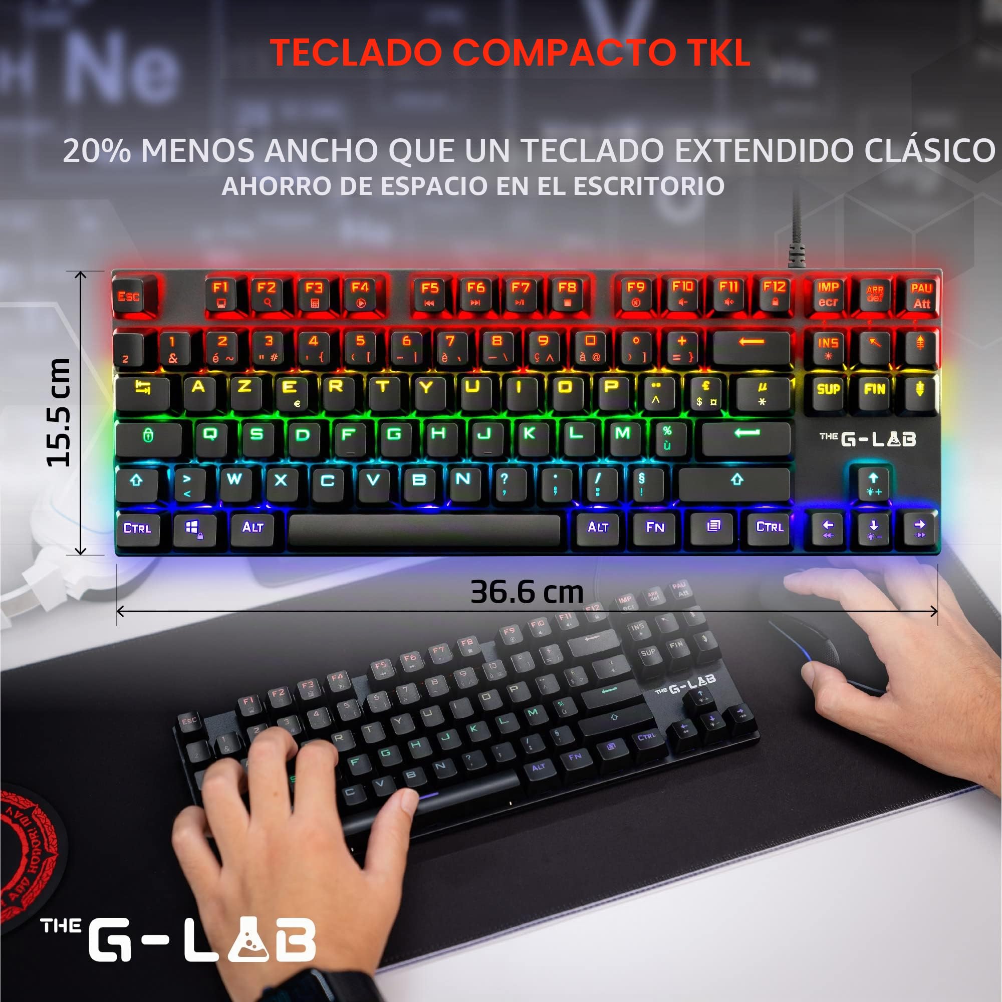 The G-Lab Clavier Gaming Mécanique TKL Switch Red - Effets de rétroéclairage - Noir