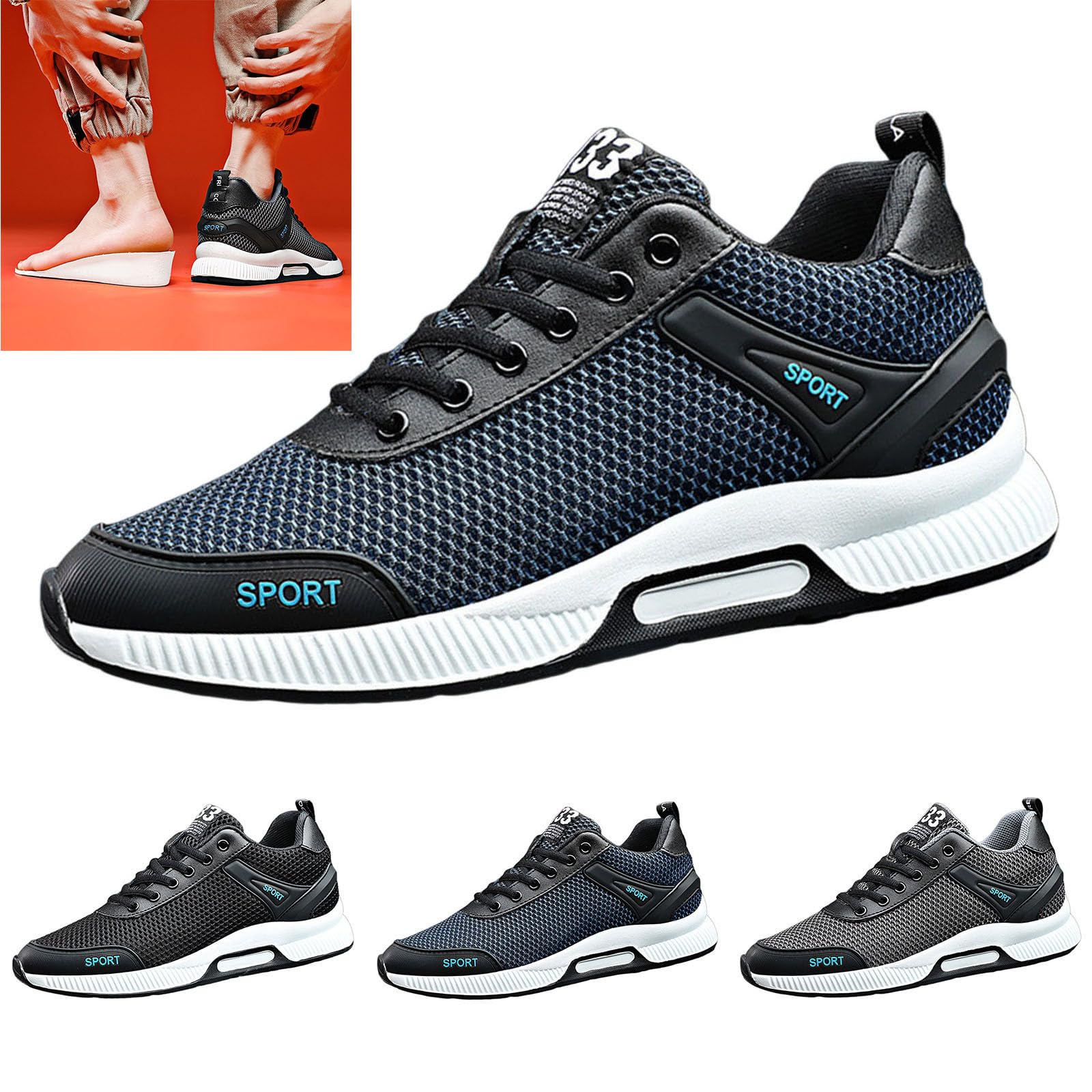 Scarpe da uomo invisibili, da 10 cm, da donna, con altezza invisibile, da sollevare, leggere, traspiranti, unisex, in rete, per il tempo libero