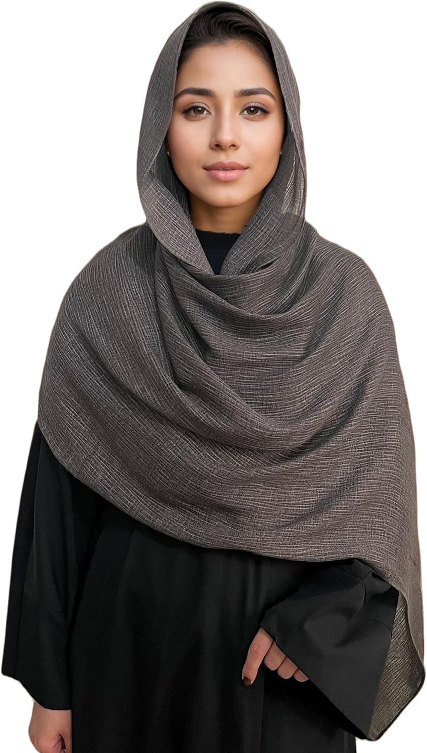 Lightweight Cotton Linen Feel Scarf Shawl Wrap Hijab for Women, Travel Fall Winter Gift