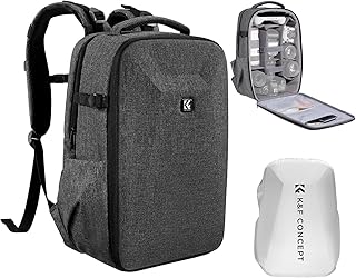 K&F Concept Camera Backpack, Large Waterproof Photography Camera Bag with 15-15.6 Inch Laptop Compartment Hardshell DSLR C...