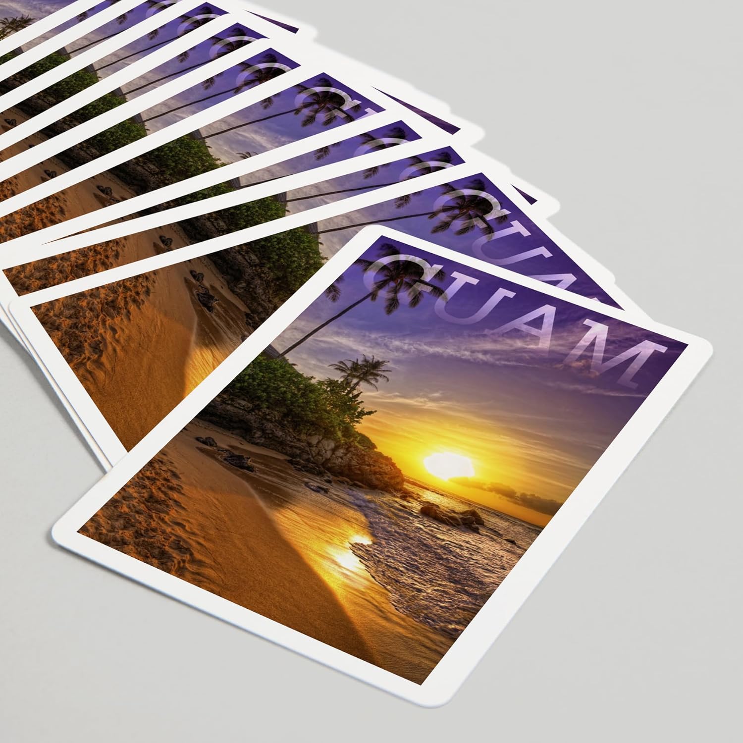 Lantern Press Guam, Sunset and Palm, 52 Playing Cards for Adults, Poker Size Card Deck
