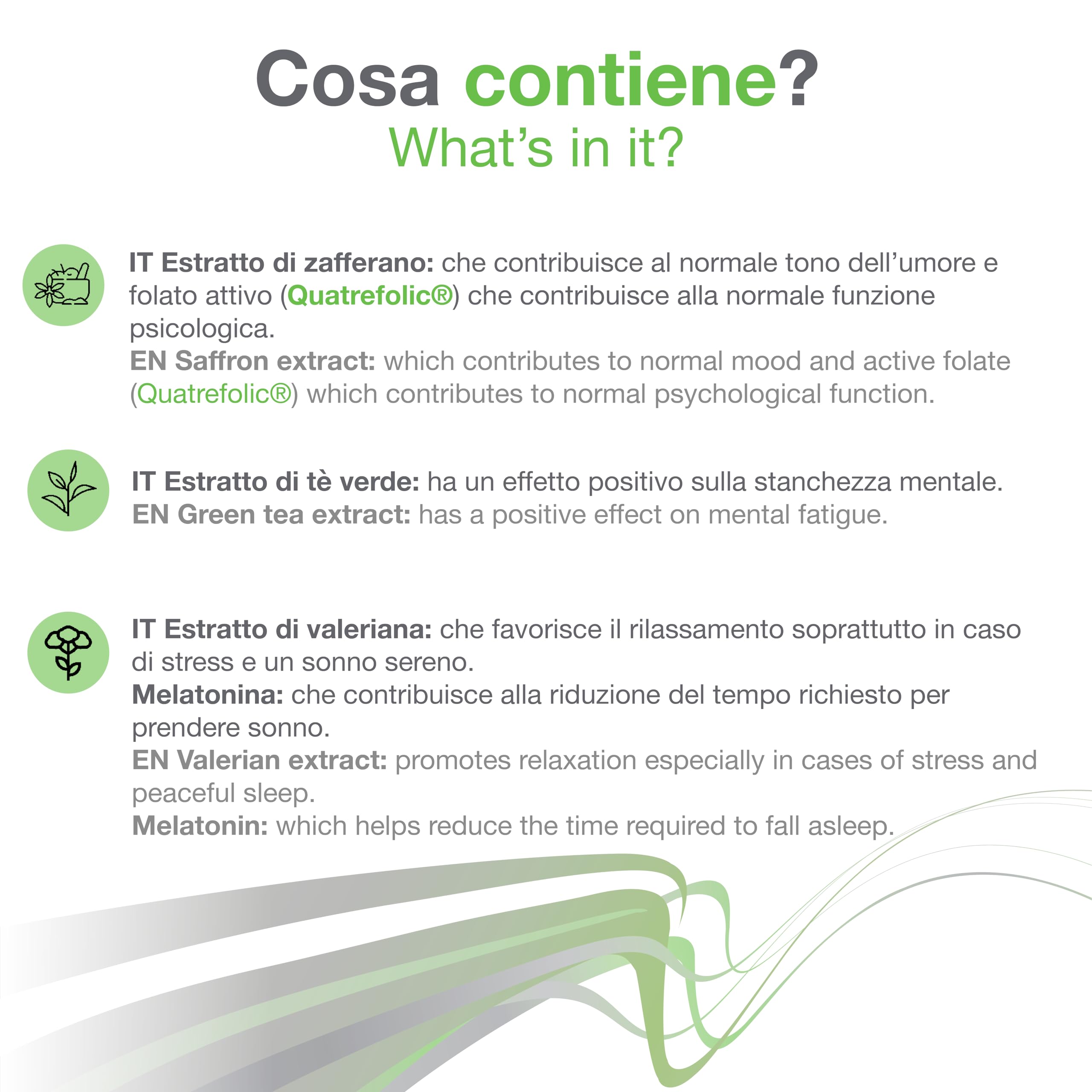 Tensiopram 60 compresse sublinguale, Naturale a Base di Valeriana, 1mg Melatonina, tè verde, zafferano Vit. D, Quatrefolic® e Myo-inositolo, per Ansia, Stress, Sonno e Umore, Vegan