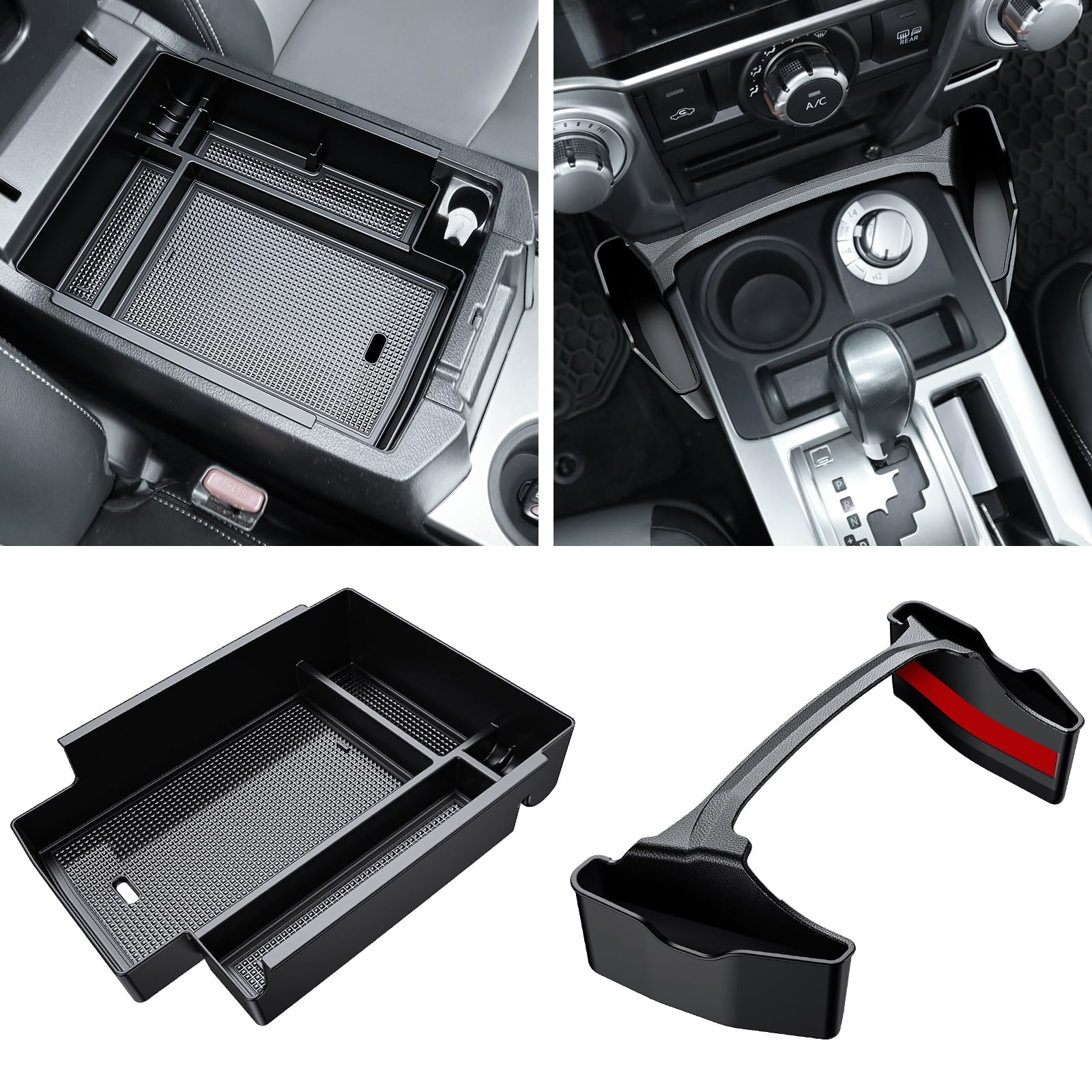 DIAMOOKY Upgraded Center Console Organizer Compatible with Toyota 4Runner 2023 2022 2021 2020 2019 2018-2010 Accessories 5th Gen 4 Runner Gear Shift Organizer Tray Armrest Storage Box - 2PCS