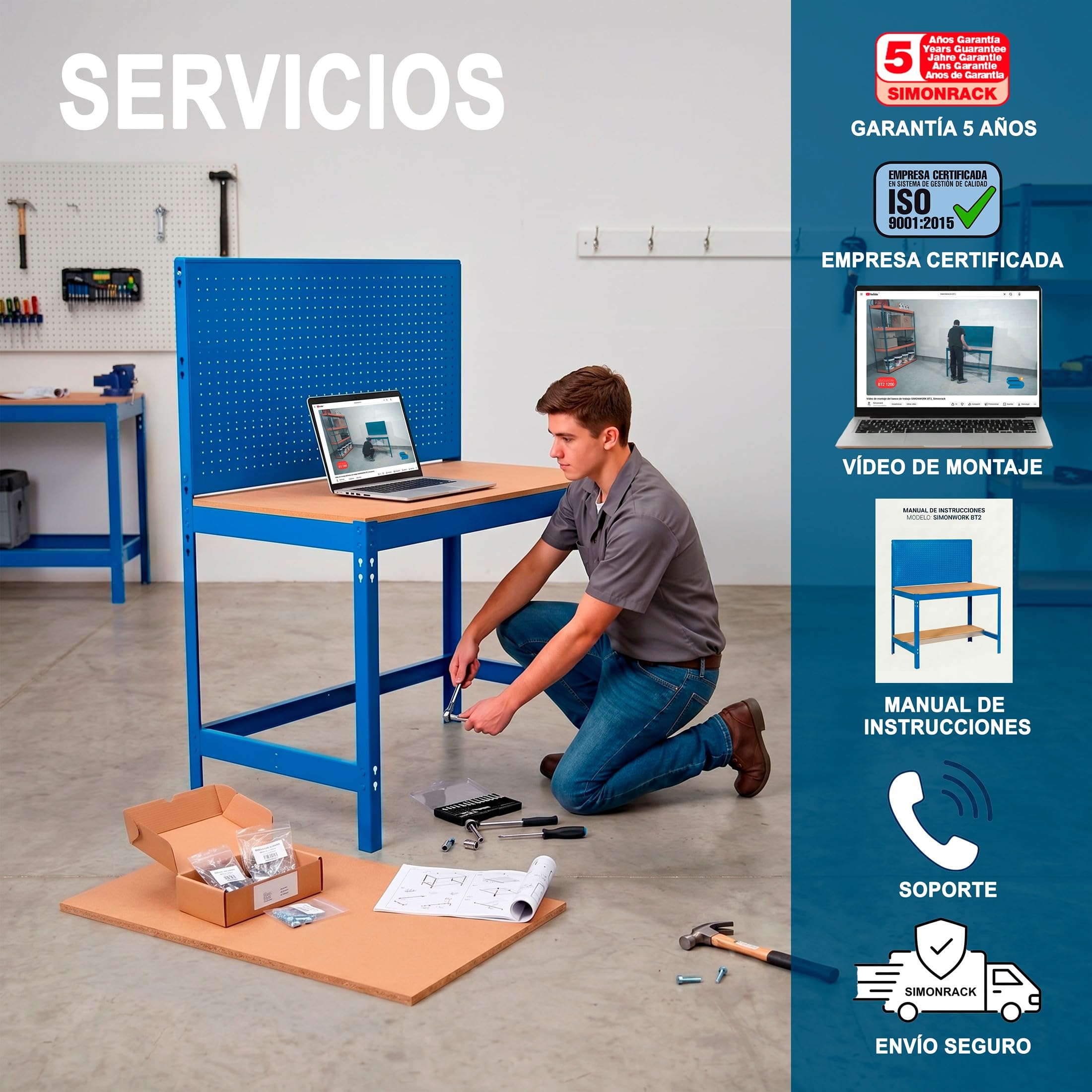 Simon Rack BT2 Banco de Trabajo 600 kg 1445x1210x610 mm Antracita/Madera