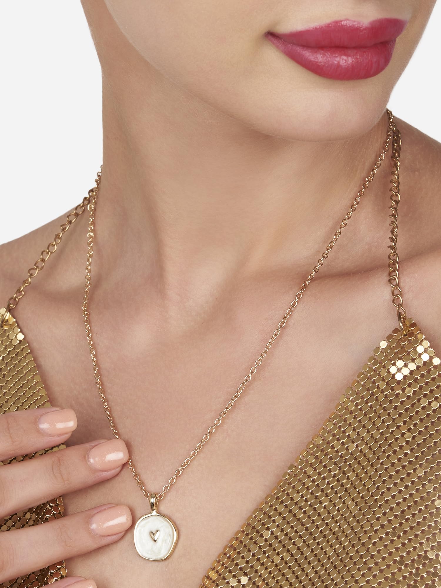 Enamel Tiny Heart Pendant & Chain for Women