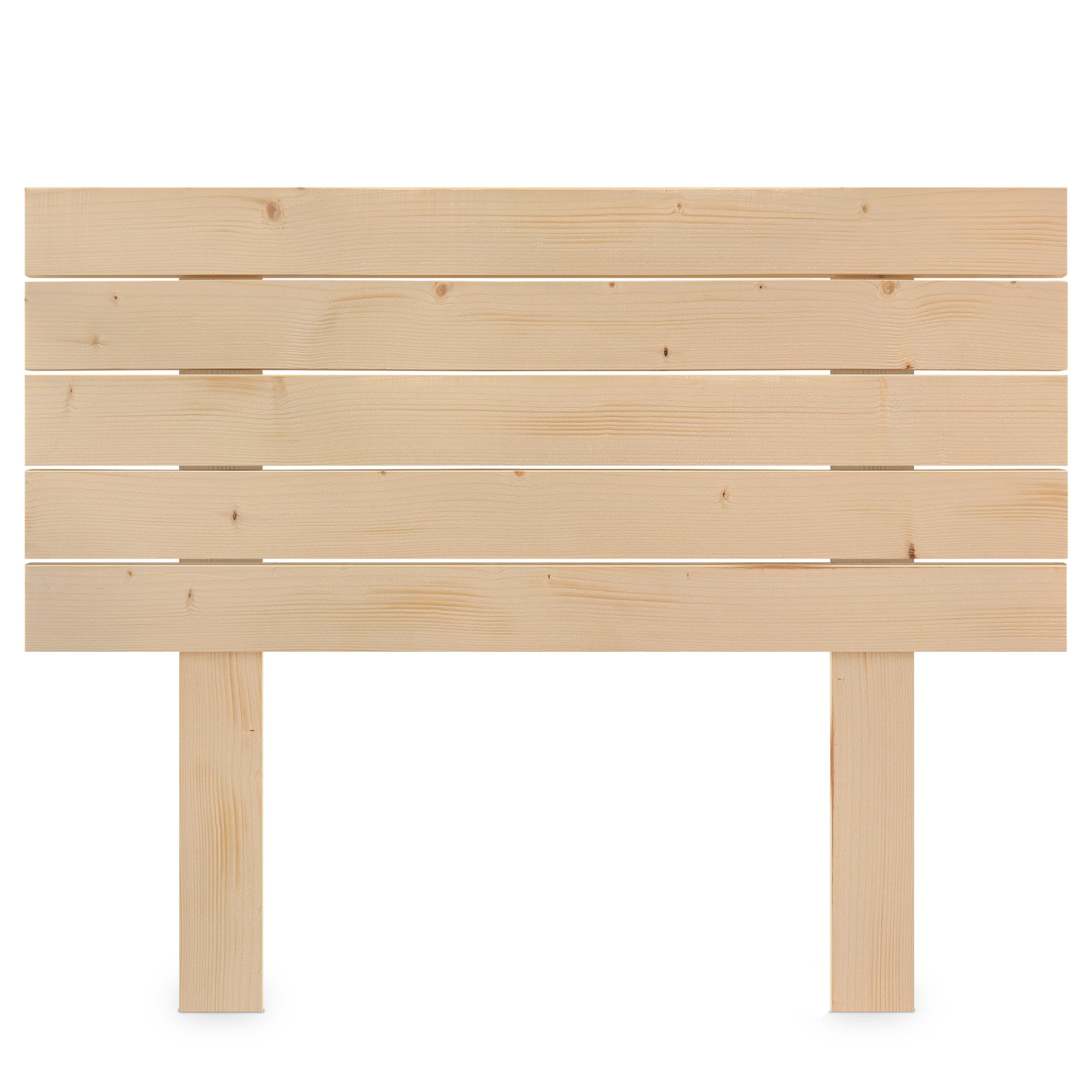 DHOME Cabecero de Madera Natural de Pino con Patas Estilo Palet Horizontal Cama Palets Herrajes incluidos (80x115 Palet 5)