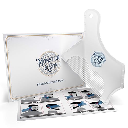 Miniatura 2 de Monster&Son Herramienta de modelado de barba para hombres, diseño clásico de gran tamaño (transparente), modelador de plantillas para estilizar y