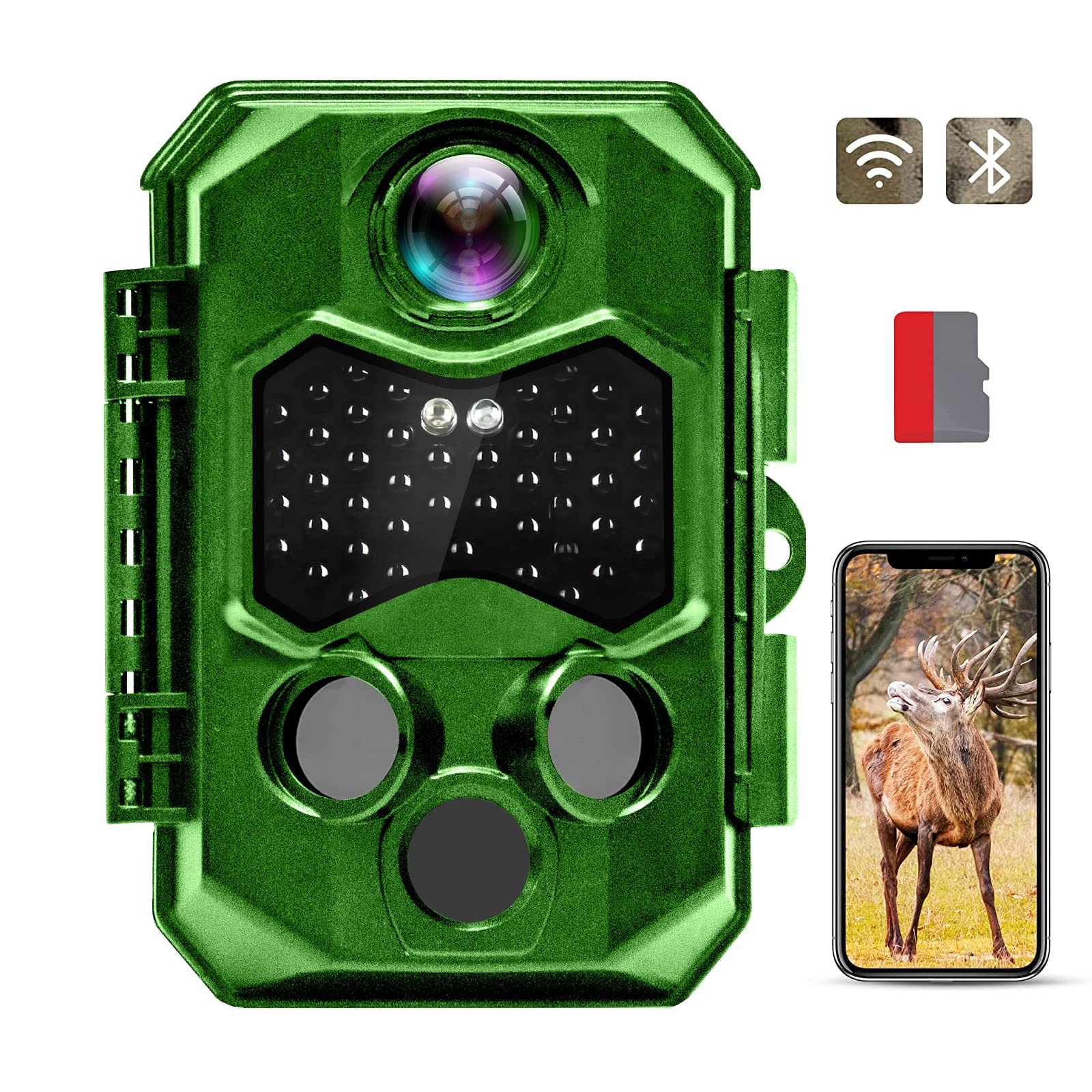 Fototrappola HAPIMP 32MP 4K Con Visione Notturna - 20m Di Portata, Impermeabile IP66 Per Caccia E Sicurezza - Foto 5