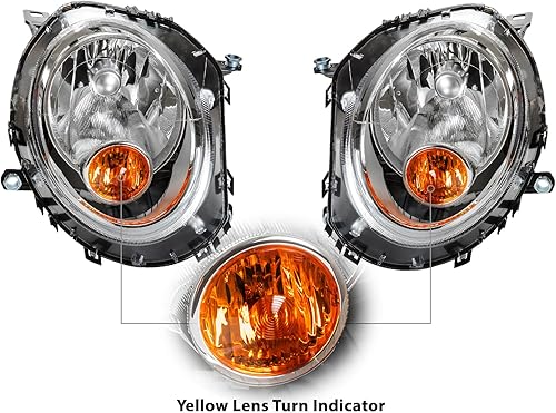 Miniatura 6 de Auto Parts Avenue APA - Luz de cabeza de repuesto para Mini Cooper 2007 2008 2009 2010 2011 2012 2013 2014 2015 Mini Cooper amarillo diseño Pasajero