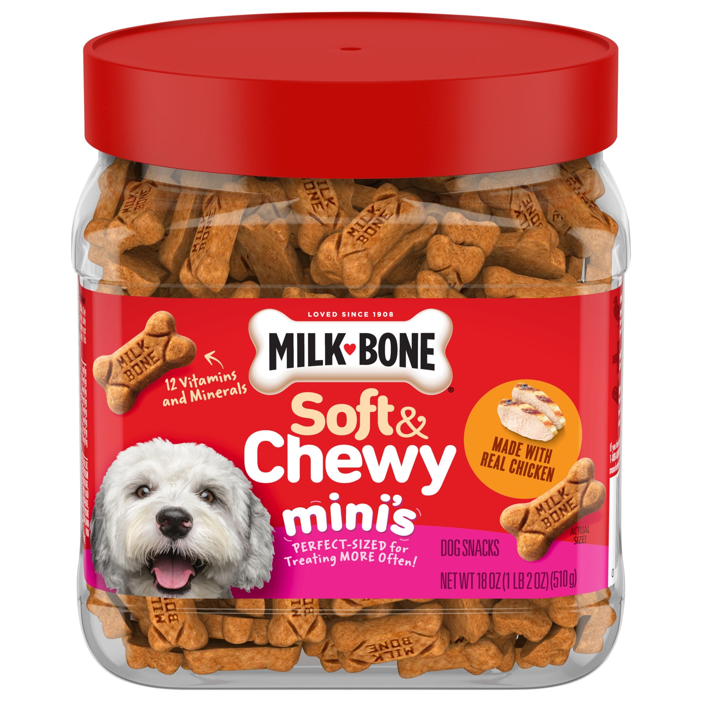 Milk-Bone Soft & Chewy Mini’s Dog Treats Made with Real Chicken, 18 Oz.