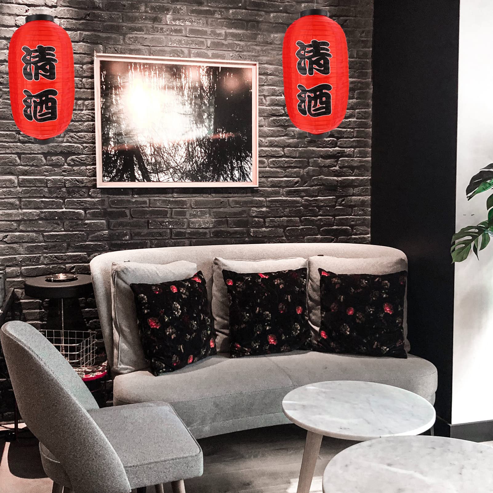 Gadpiparty 2pcs Japanese Style Lantern Japanese Party Decorations Red Lanterns Sushi Bar Lantern Waterproof Lights for Wedding Party Home Yard Ramen Restaurant Decoration