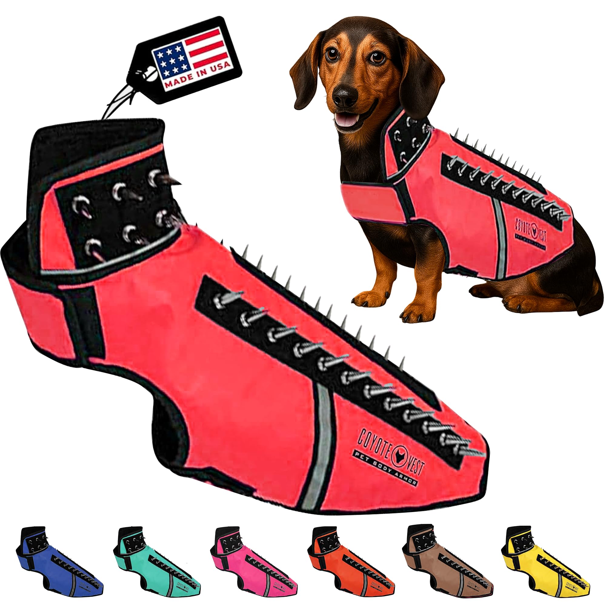 CoyoteVest SpikeVest Dog Harness Vest for Small Dogs Reflective Dog Vest with Spikes to Shield Your pet from Coyotes