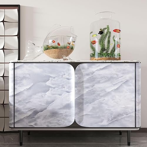 Miniatura 10 de Papel tapiz de contacto de mármol blanco y gris de 15.74 x 354.3 pulgadas, impermeable, para despegar y pegar, para cocina, papel tapiz extraíble